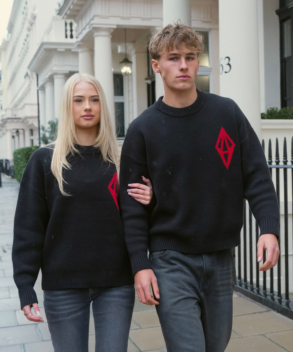 ODY KNIT SWEATER 800GSM - BLACK RED