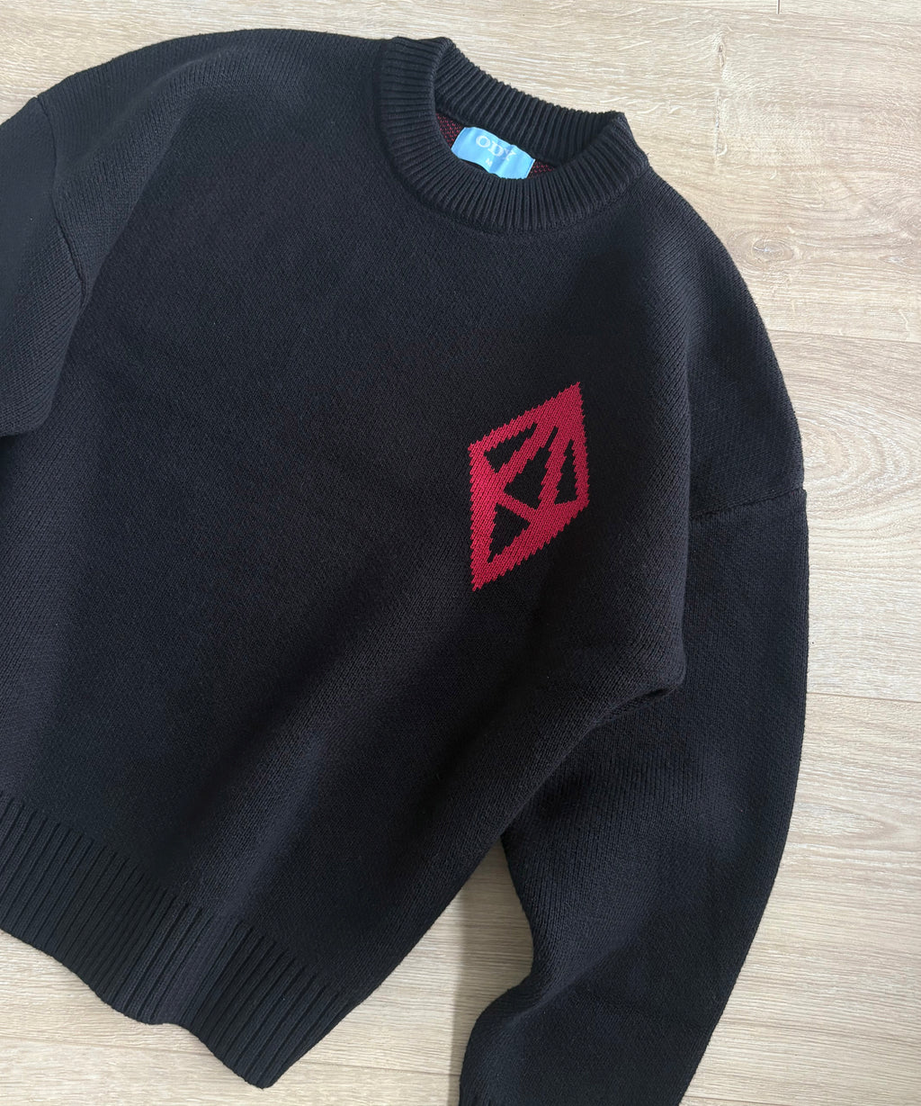 ODY KNIT SWEATER 800GSM - BLACK RED - ODY OUT OF THIS WORLD
