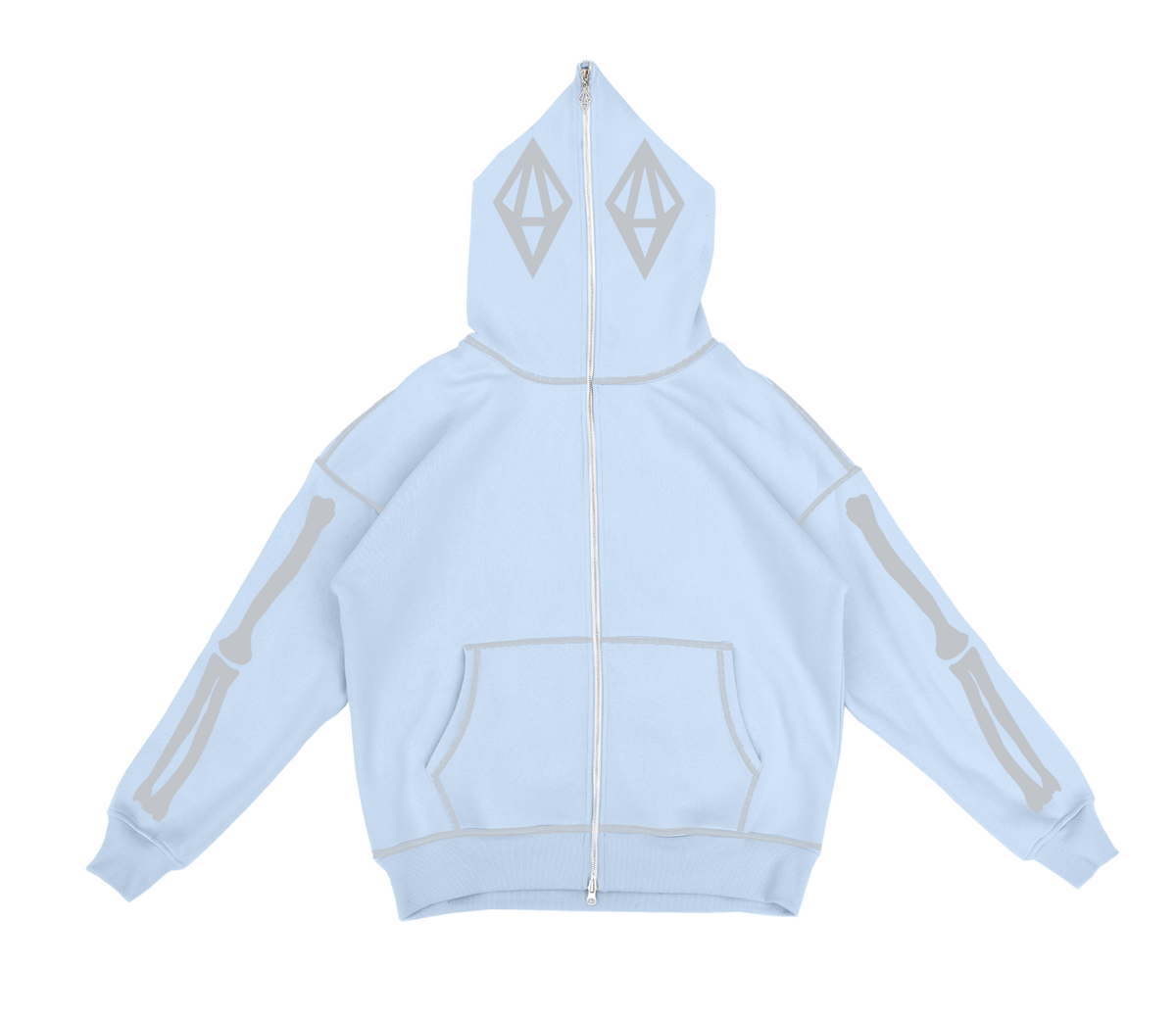 CRYSTAL SKELETON FULL ZIP - BABY BLUE