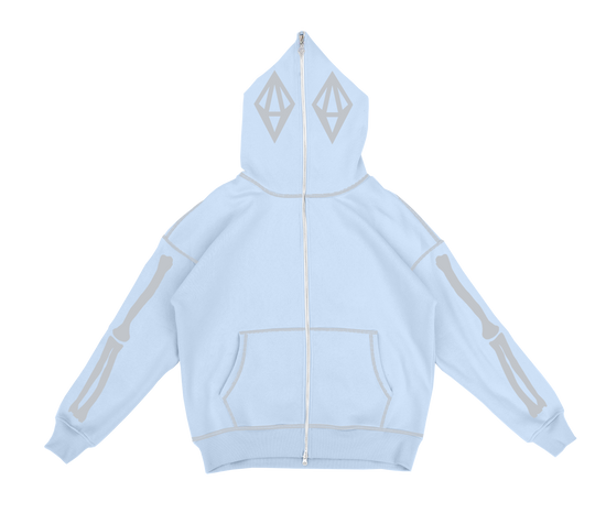 CRYSTAL SKELETON FULL ZIP - BABY BLUE