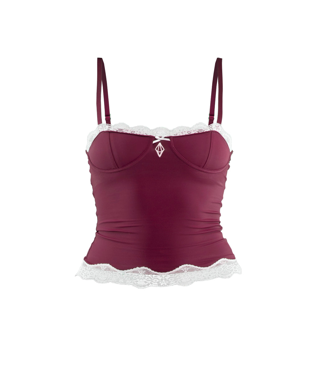 CRYSTAL CAMI TOP - BURGUNDY