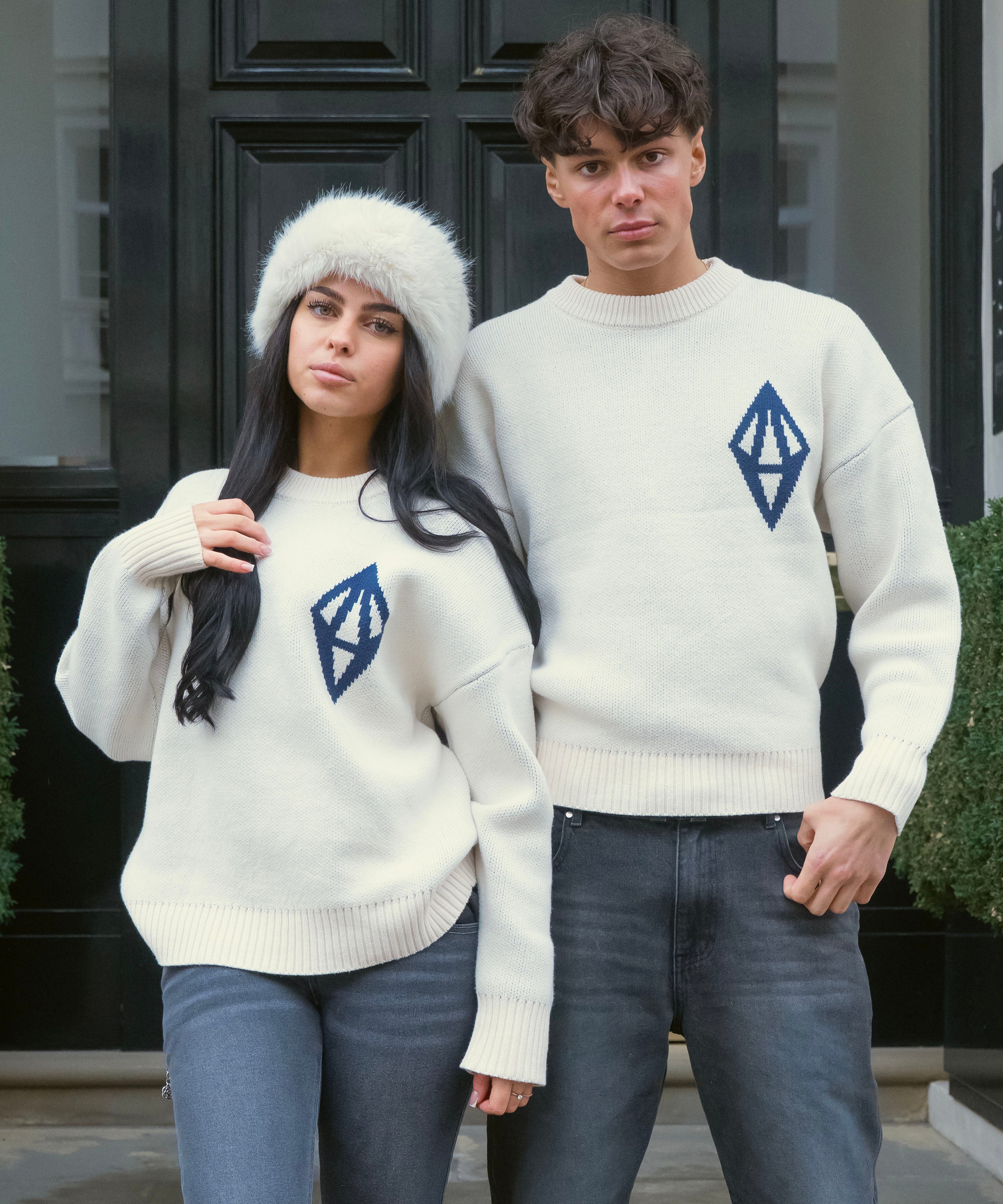 ODY KNIT SWEATER 800GSM - CREAM NAVY