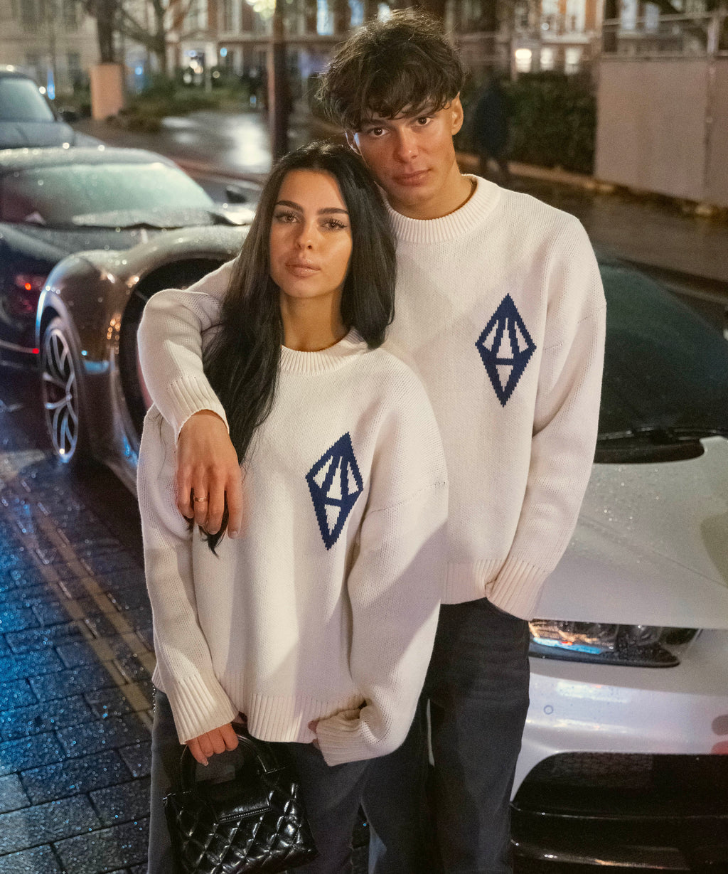 ODY KNIT SWEATER 800GSM - CREAM NAVY