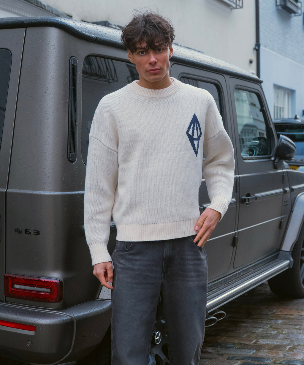 ODY KNIT SWEATER 800GSM - CREAM NAVY