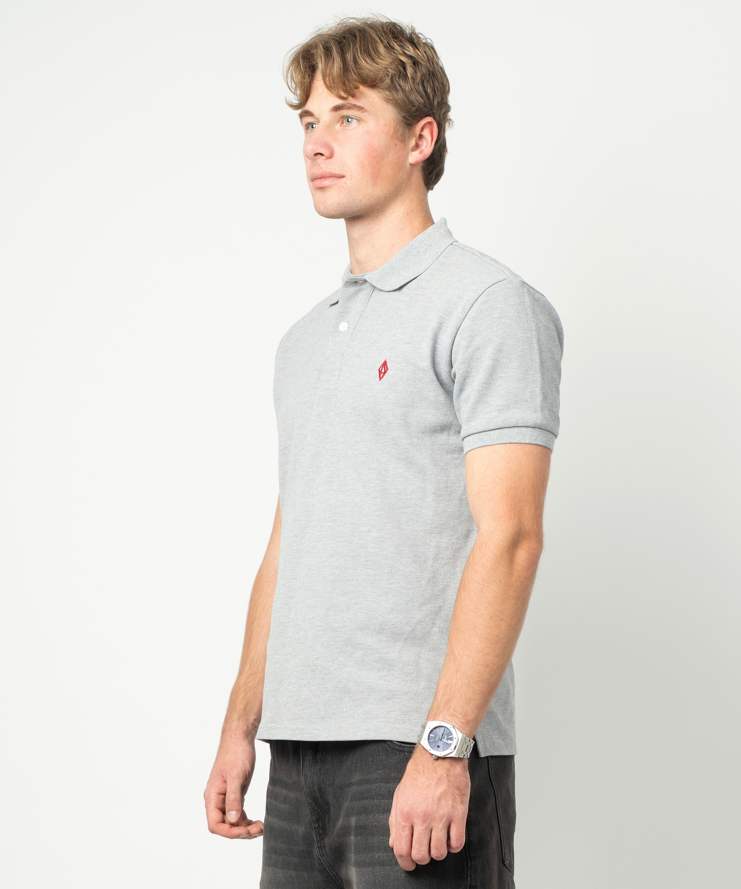 ODY POLO - GREY RED