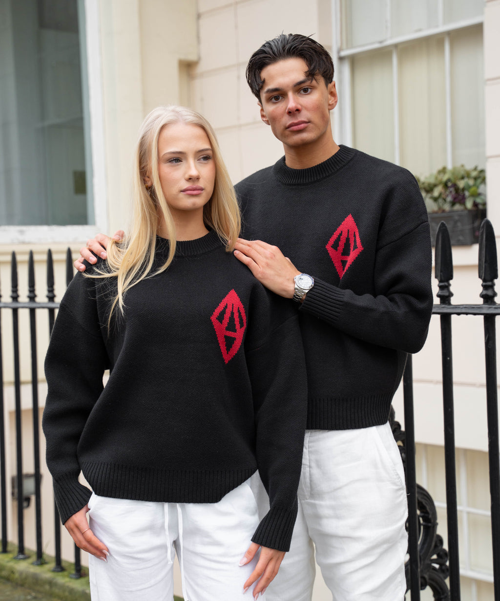 ODY KNIT SWEATER 800GSM - BLACK RED - ODY OUT OF THIS WORLD