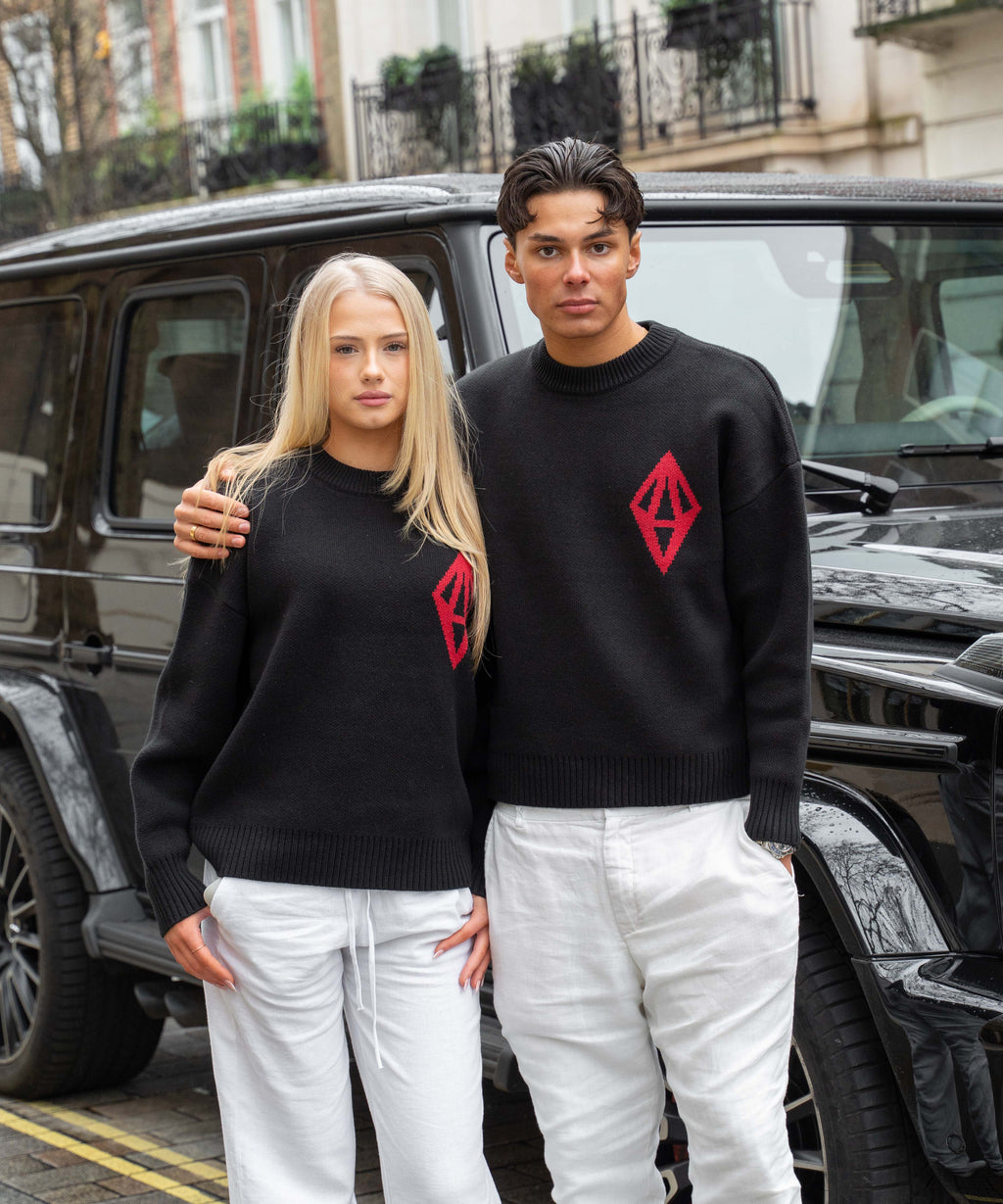 ODY KNIT SWEATER 800GSM - BLACK RED - ODY OUT OF THIS WORLD