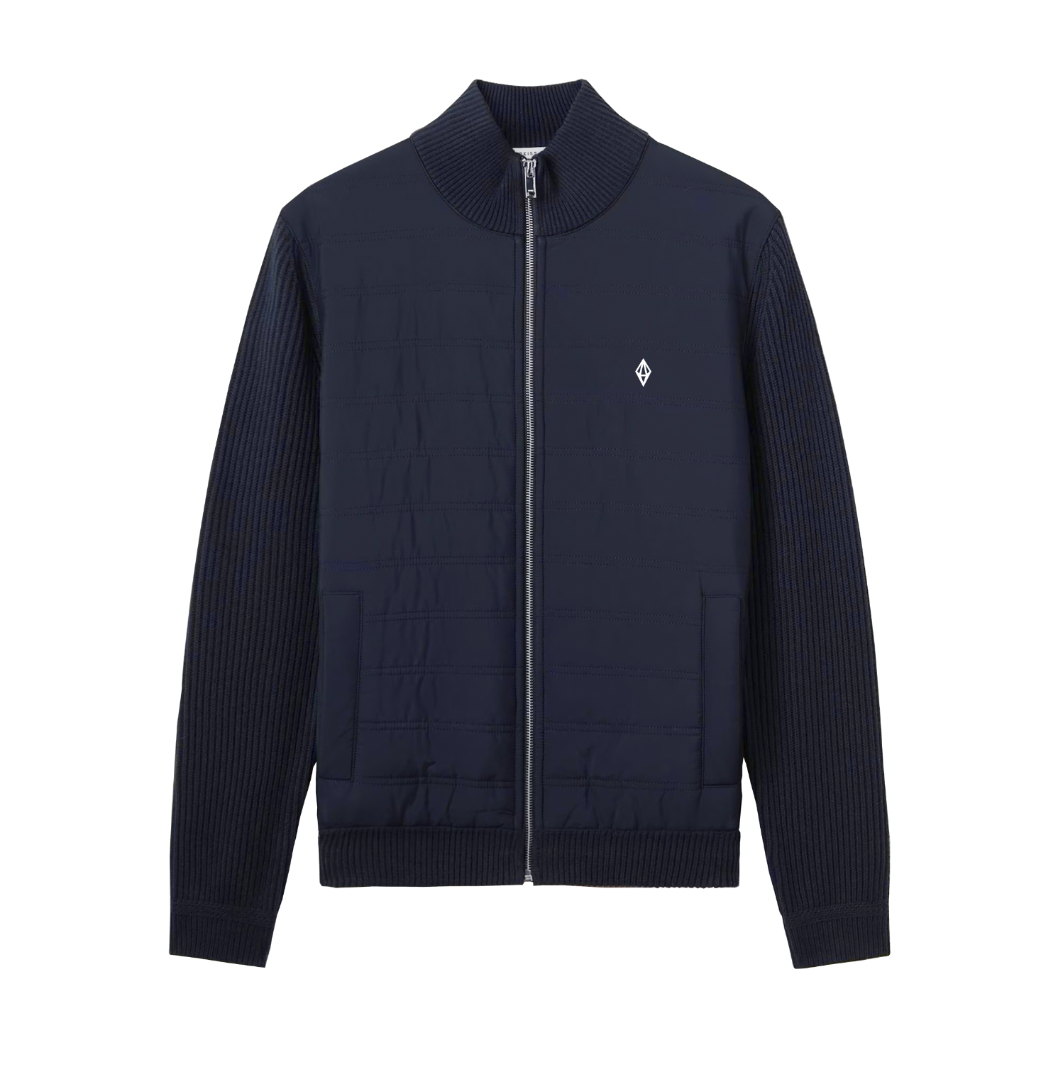 Quilted Wool Cardigan - Navy