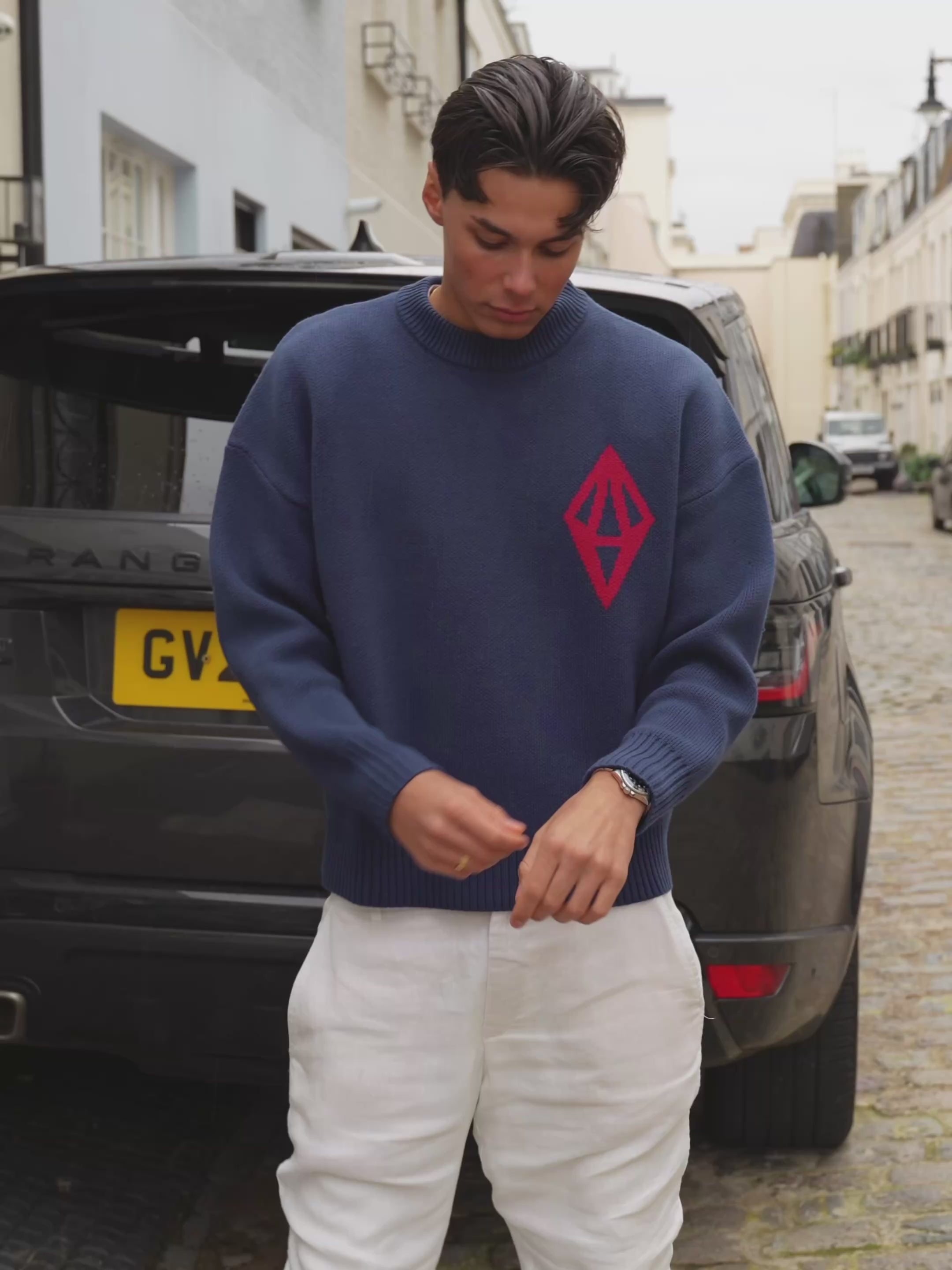 ODY KNIT SWEATER 800GSM - NAVY RED