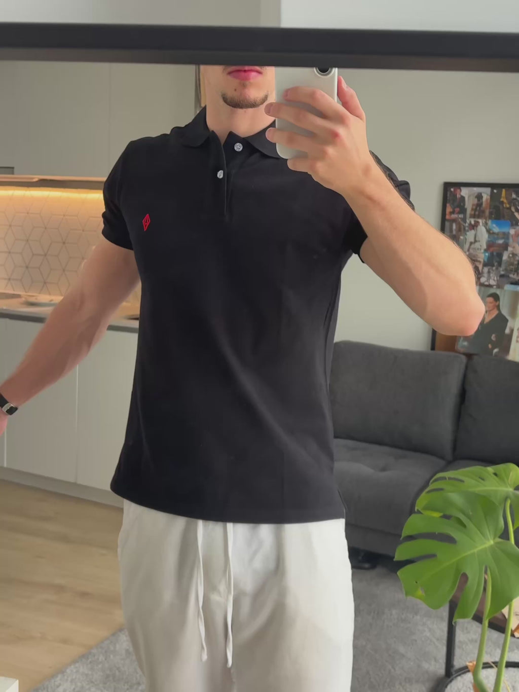 ODY POLO - BLACK RED